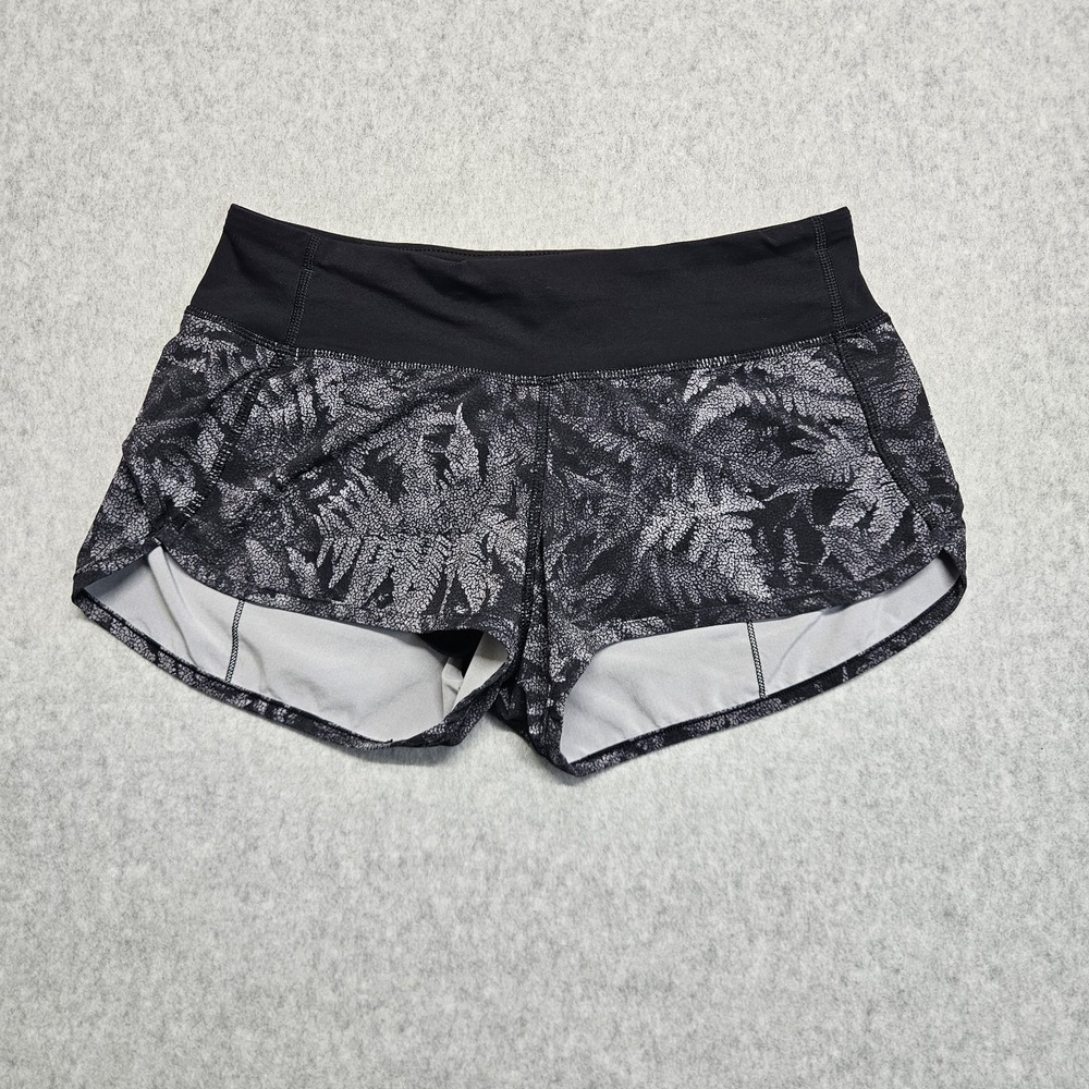 Lululemon Speed Short  3"‎ Inseam Womens Sz. 4 Multi Black Lined - Picture 3 of 10